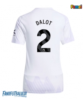 Manchester United Diogo Dalot #2 Tricou Fotbal Replică 2025-26 Femei Deplasare